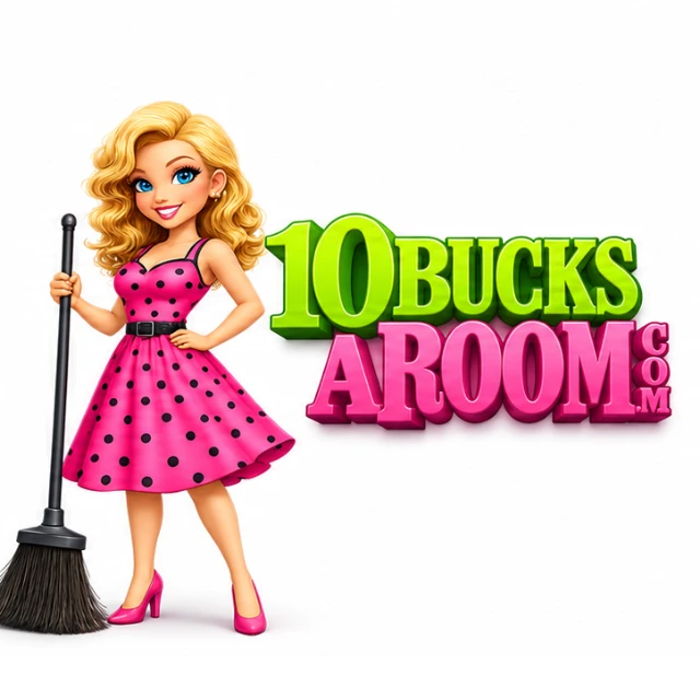 10BucksARoom logo with a blonde mascot